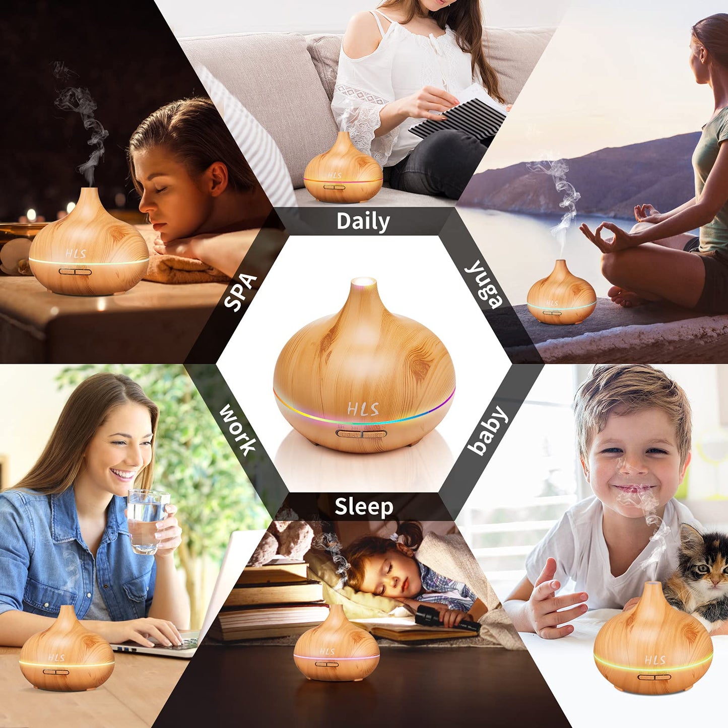 HLS 550ml Aroma Diffusers for Essential Oils Large Room with 10 Essential Oils,Ultrasonic Aromatherapy HLSBuy Supplements Australia