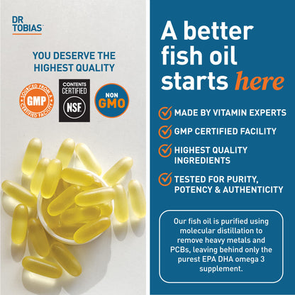 Dr. Tobias Omega 3 Fish Oil, 800 mg EPA 600 mg DHA Omega 3 Supplement for Heart Dr. TobiasBuy Supplements Australia