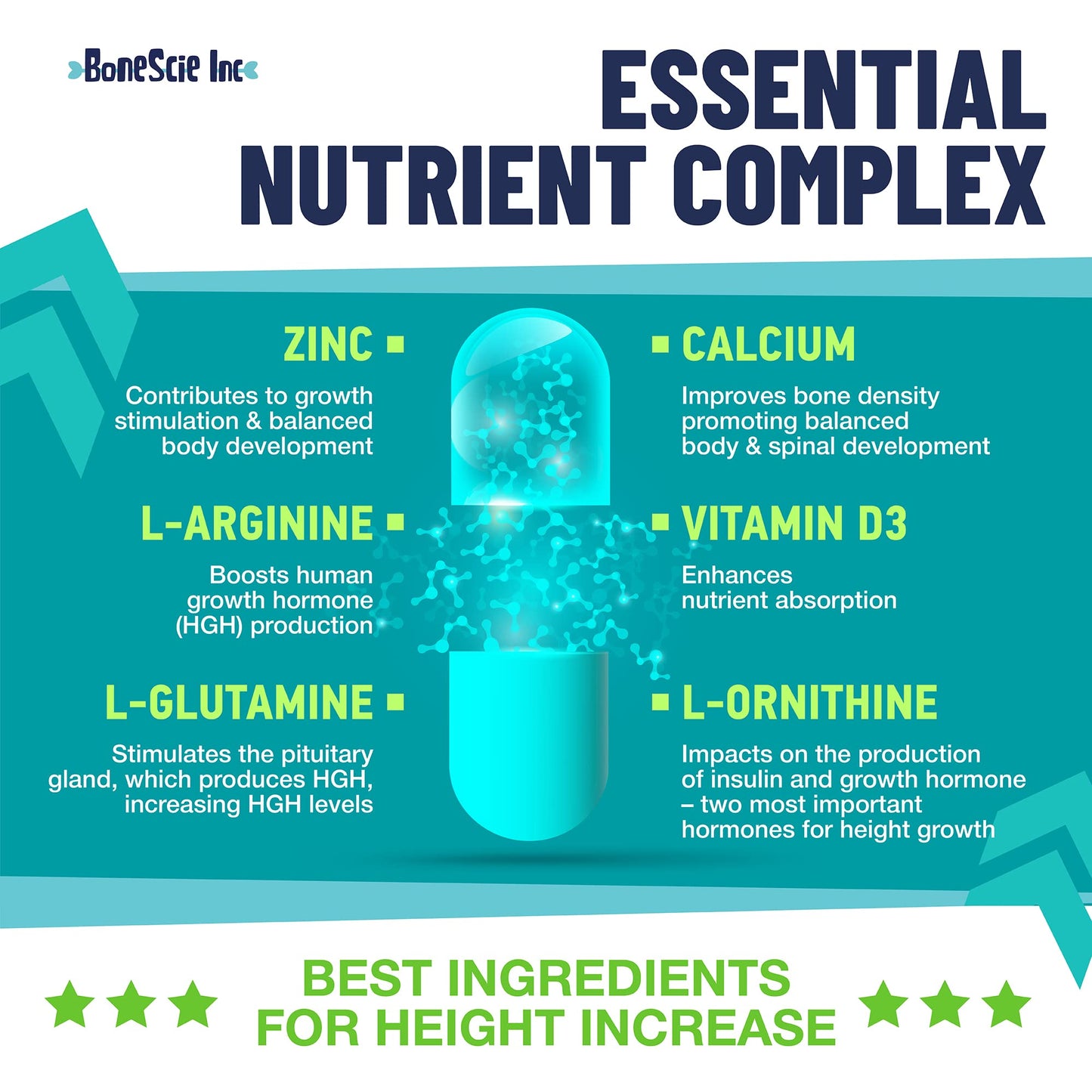 Height Growth Maximizer - Made in USA - Natural Height Increase Booster & Bone Growth Pills - Grow Taller Supplement for Adults, Teens & Kids - Vitamins for Boys & Girls to Get Taller - 120 capsules BONESCIE INCBuy Supplements Australia