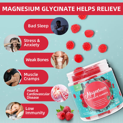 90 Count Magnesium Glycinate Gummies 400 mg - Sugar Free Magnesium Supplement for Adults with Glycinate & Malate, L-Theanine, Ashwagandha, Zinc, Vitamin B6 & D3, Supports Relaxation & Sleep AFXMATEBuy Supplements Australia