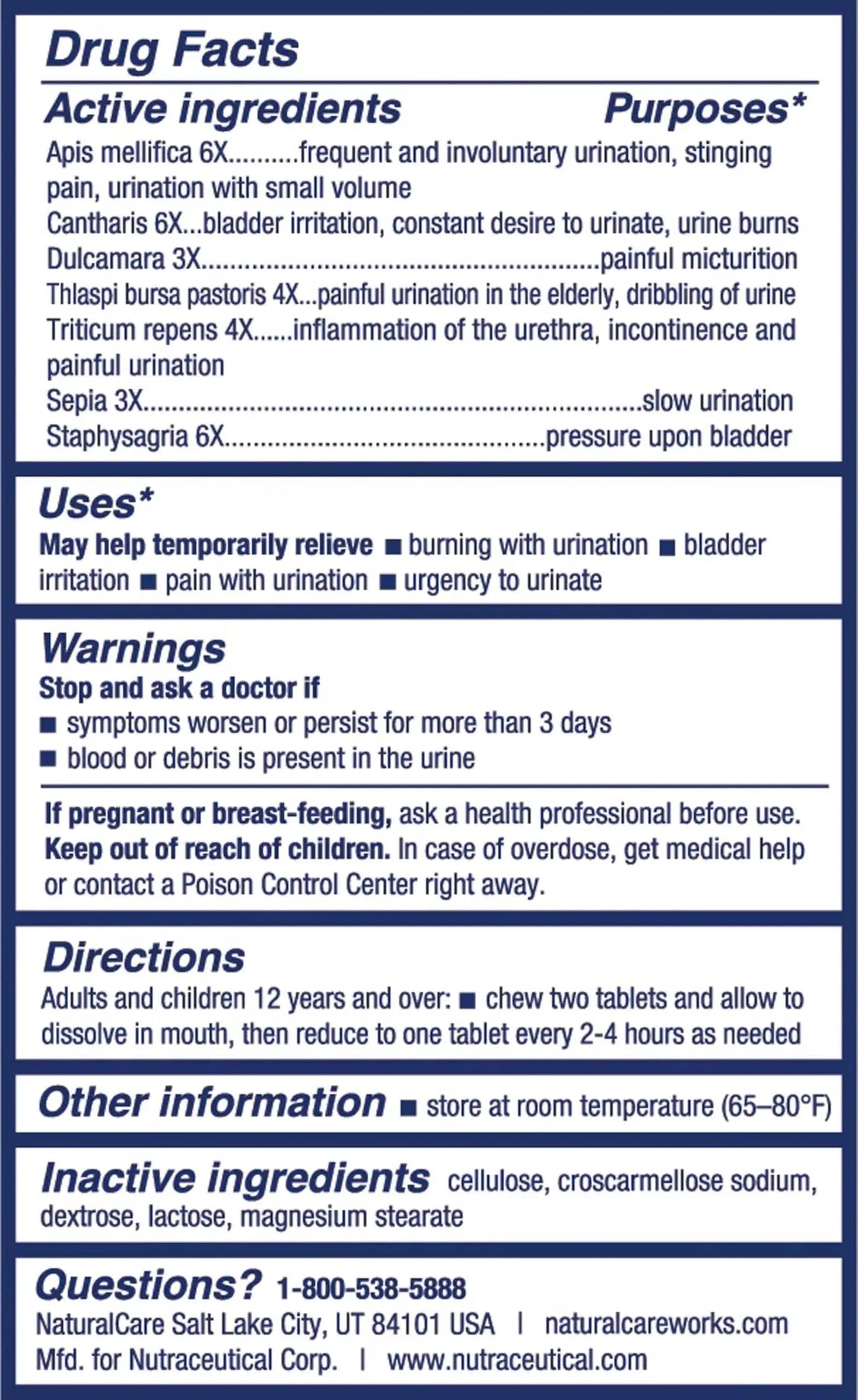 NaturalCare UTI Care Tablets - Fast-Acting Relief for Urinary Tract Infection, 60 Count NaturalCareBuy Supplements Australia