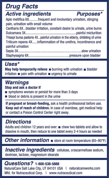 NaturalCare UTI Care Tablets - Fast-Acting Relief for Urinary Tract Infection, 60 Count NaturalCareBuy Supplements Australia