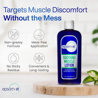 Epsom-It Soothing Muscle Magnesium Lotion – Epsom Salt Topical Cream with Arnica and Magnesium Sulfate - Designed for Muscle Stiffness, Leg Cramps, Feet, Knees and Achy Feet - 8.0 oz EPSOM-ITBuy Supplements Australia