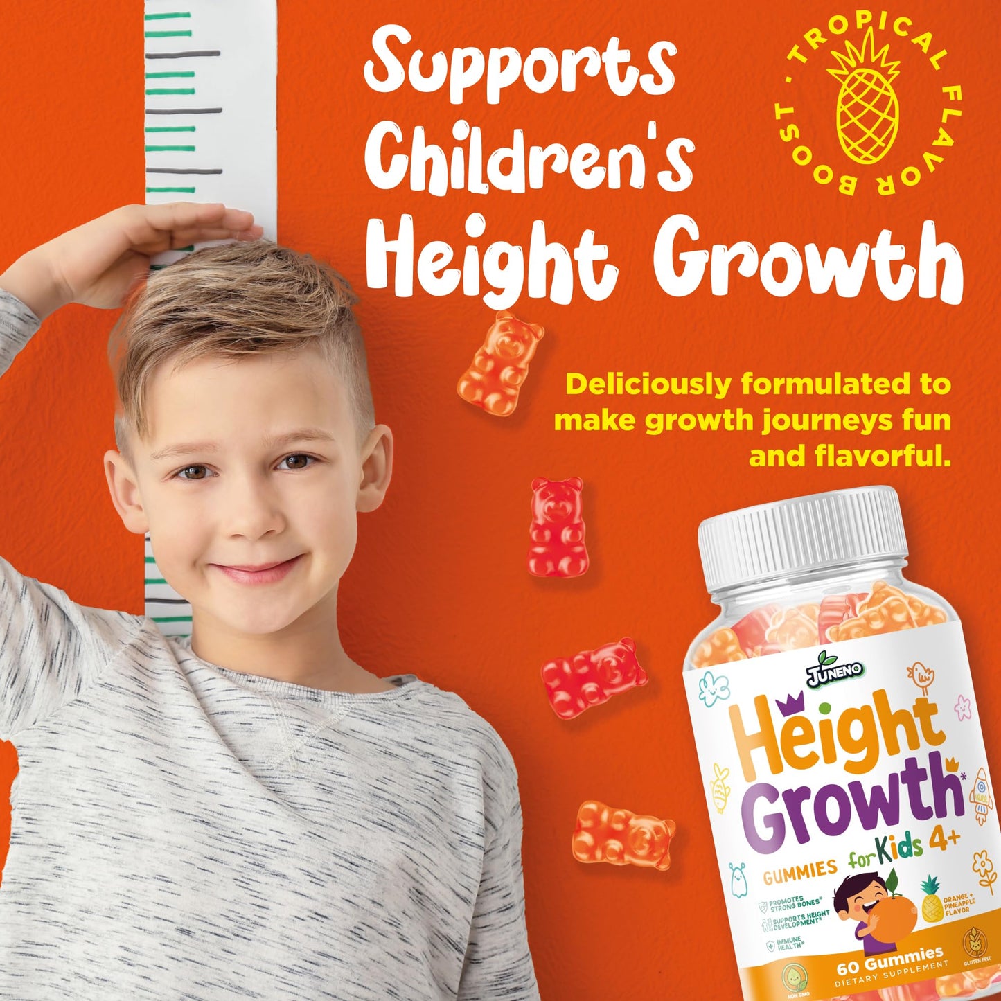 Juneno Height Growth Vitamins Supplement Gummies - Grow Taller for Teens Kids Boys Girls - Natural Height Increaser Maximizer Multivitamin JunenoBuy Supplements Australia