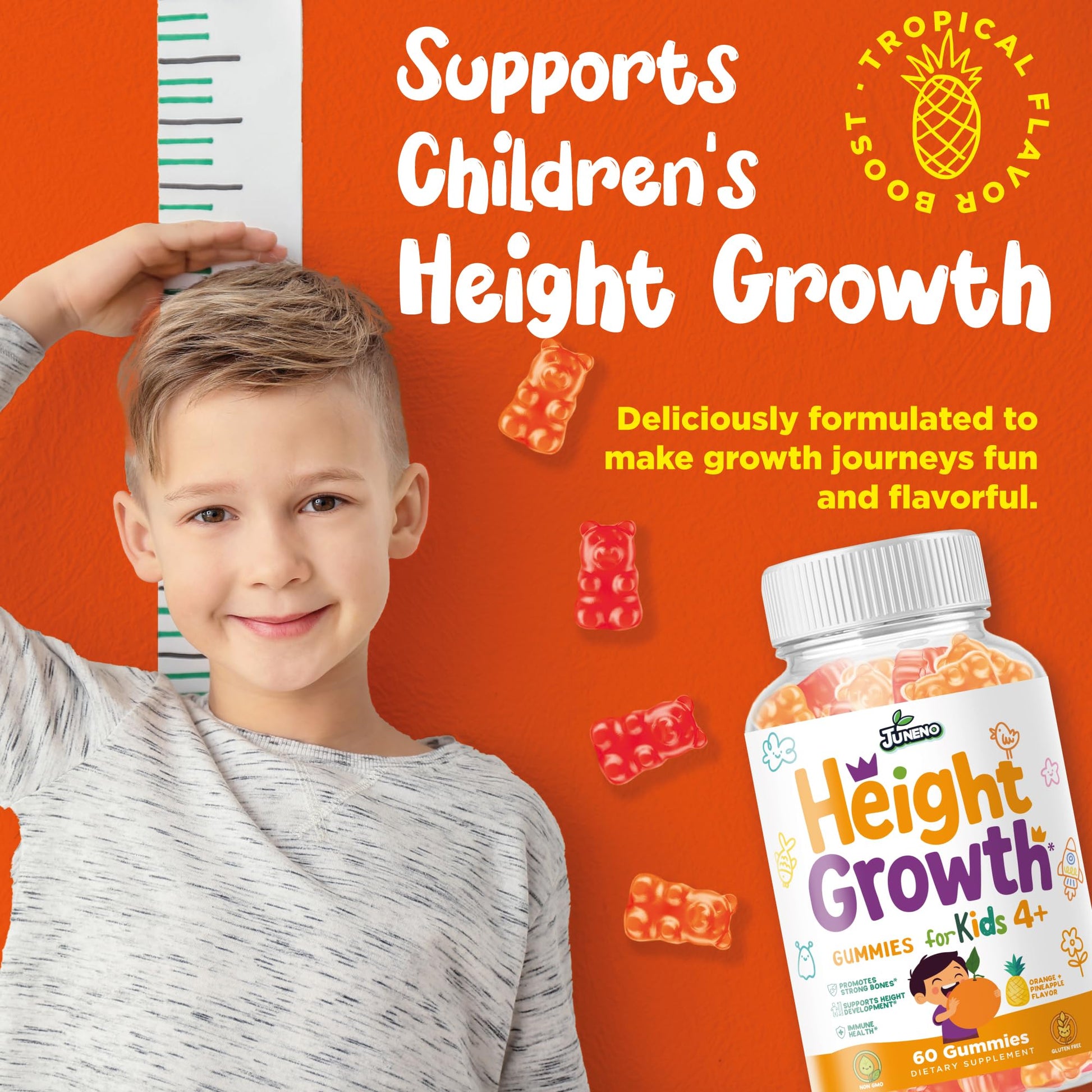 Juneno Height Growth Vitamins Supplement Gummies - Grow Taller for Teens Kids Boys Girls - Natural Height Increaser Maximizer Multivitamin JunenoBuy Supplements Australia