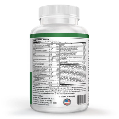 Astramax Advanced Vegan Multivitamin | Whole Food-Based Vitamin & Mineral Complex with 26 Nutrients, B12, D3, Probiotics & 42 Superfoods | Astramax