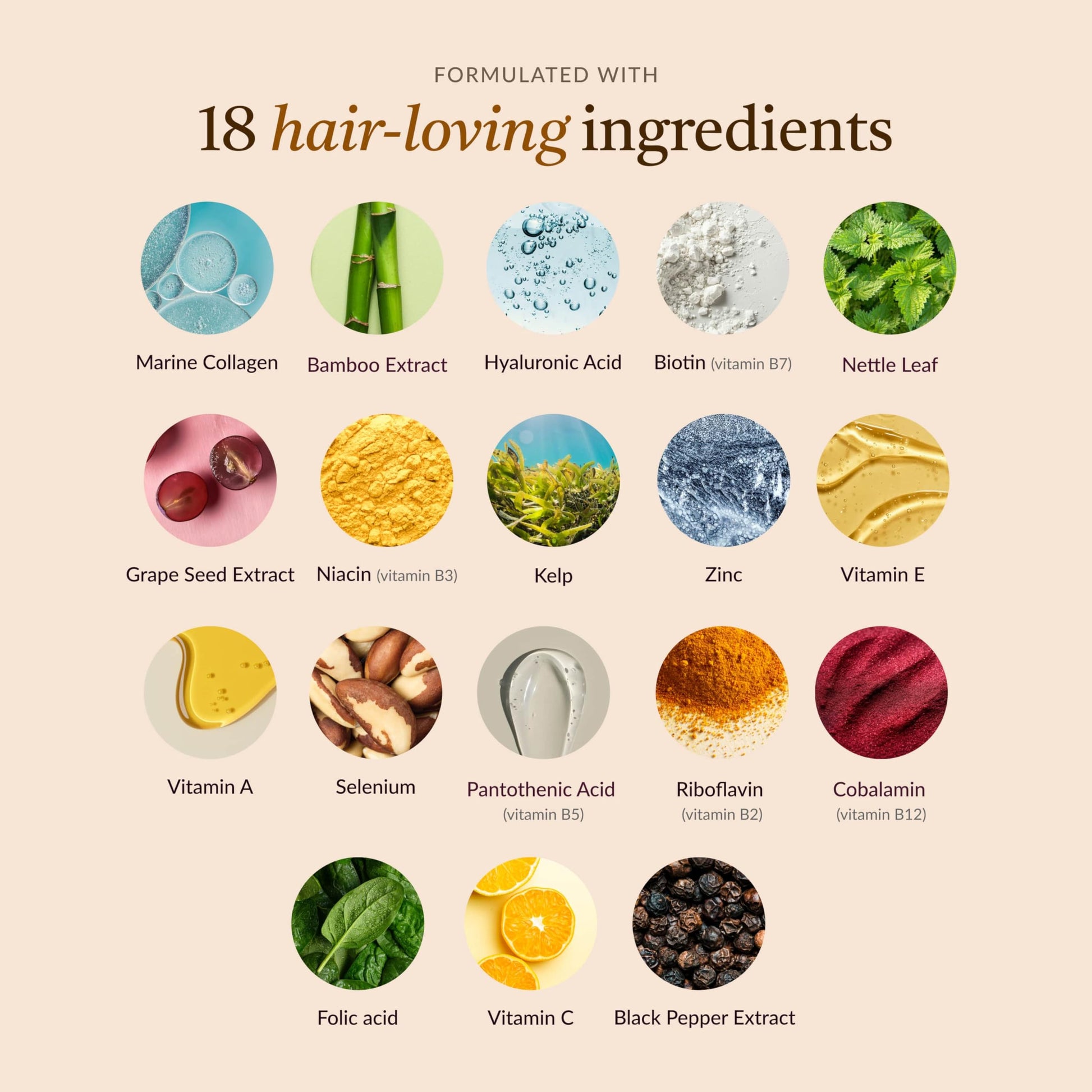 18-in-1 Hair Growth Supplement | Collagen, Hyaluronic Acid, Nettle, Silica, Biotin, Grape Seed Extract, Bamboo | Stronger, Thicker, Longer Hair – Supports Hair Volume, Shine, Scalp & Nail Health kaileaBuy Supplements Australia