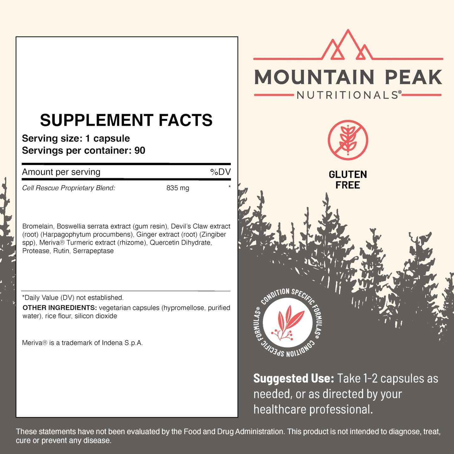 Mountain Peak Nutritionals Cell Rescue - Antioxidant Immune Support Supplement with Turmeric, Ginger Root, and Bromelain - Supports Intestinal Health & Whole Body (90 Capsules) Mountain Peak NutritionalsBuy Supplements Australia