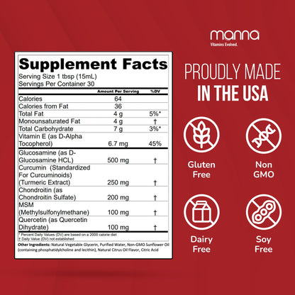 Manna Vitamins Evolved Liposomal Joint Relief Supplement for Women, Men Includes Curcumin, Glucosamine, Chondroitin, Quercetin for Joint Health, Swelling, Aches, Increase Range of Motion, Mobility Manna Vitamins EvolvedBuy Supplements Australia