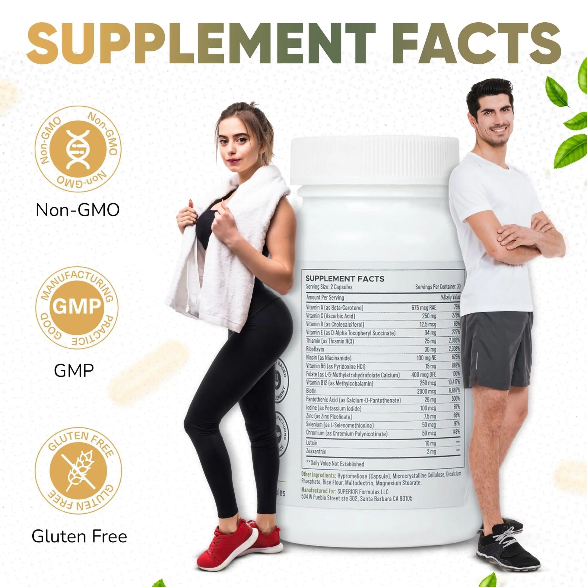 Superior Formulas LLC High Potency Multivitamin with AREDS2 Nutrients; Physician-Formulated Daily Supplement with Lutein, Zeaxanthin, Zinc, Vitamin C & E Superior Formulas LLC