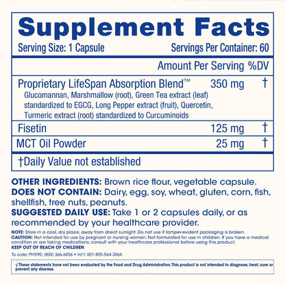 ProHealth Fisetin Supplements-15X Better Absorption from Polyphenol Blend + MCT Oil. 3rd Party Tested Pure. USA Manufactured. Powerful Antioxidant + Senolytic. Fisetin Supplement 125mg X 60 Servings ProHealthBuy Supplements Australia