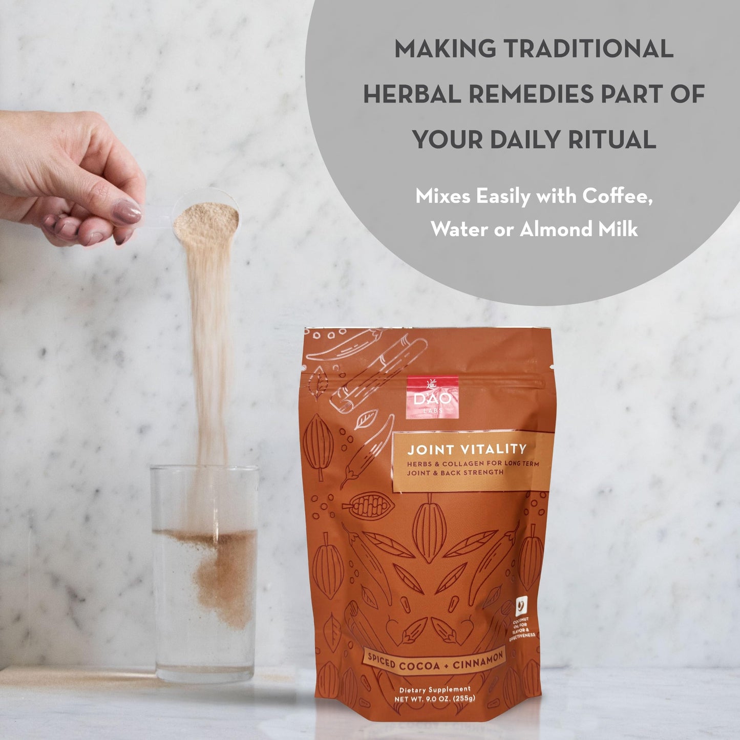 D'AO Labs Joint Vitality Powder - Joint Support - Du Huo Ji Shen Tang Traditional Chinese Herbal - Increased Mobility & Flexibility - Spiced Cocoa & Cinnamon Flavor - 15 Servings DAO LabsBuy Supplements Australia