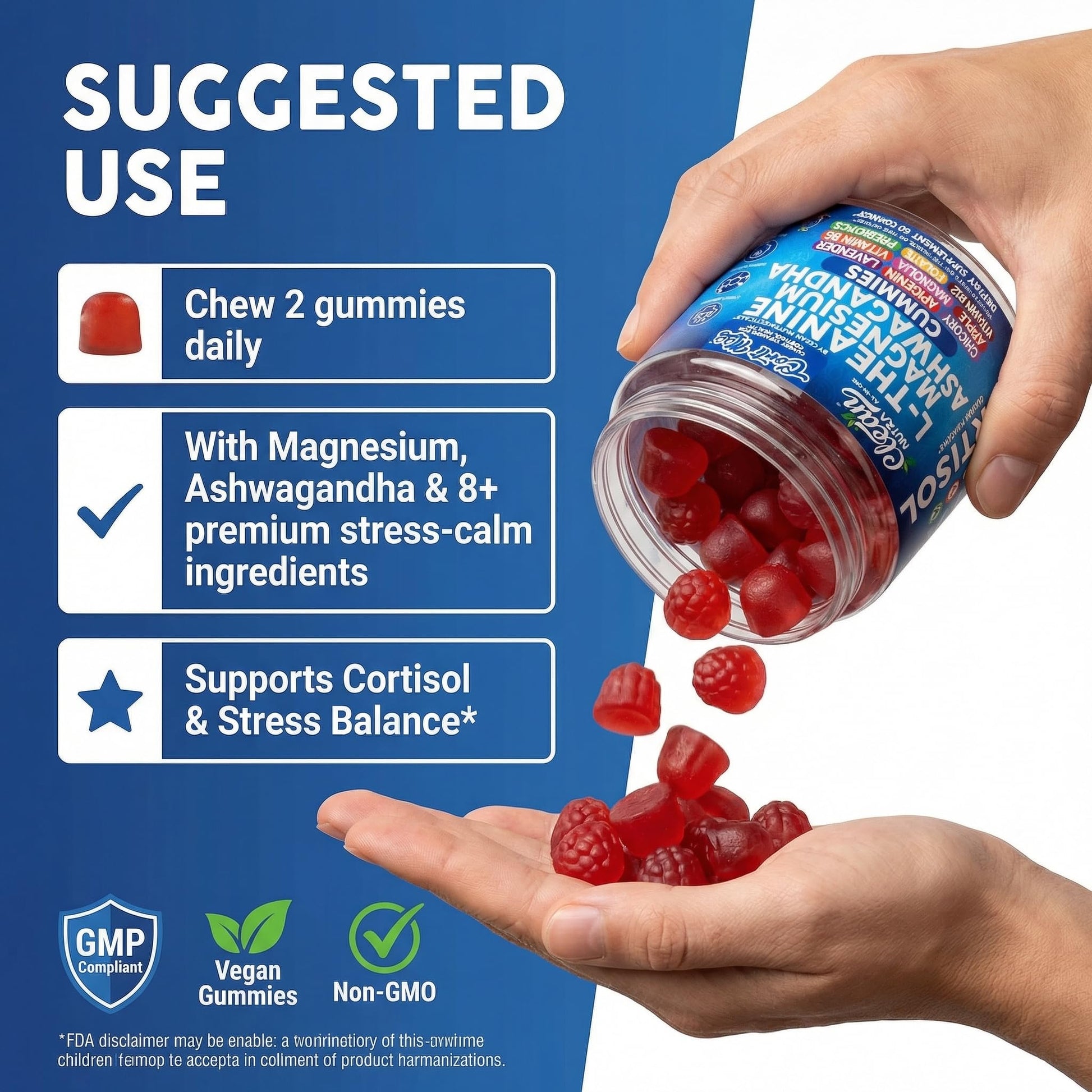 Clean Nutra Cortisol Supplement Gummies L-Theanine Magnesium Ashwagandha Apigenin Vitamin B6 Sleep and Calm Support Lavender Chicory Prebiotic Advanced Gummy Formula Clean NutraceuticalsBuy Supplements Australia