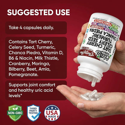 Cherry Flow Tart Cherry Capsules Uric Acid Support Celery Seed Turmeric Chanca Piedra Vitamin D Vitamin B6 Niacin Milk Thistle Moringa Extract Pomegranate Beets 90 Count By Clean Nutra Clean NutraceuticalsBuy Supplements Australia
