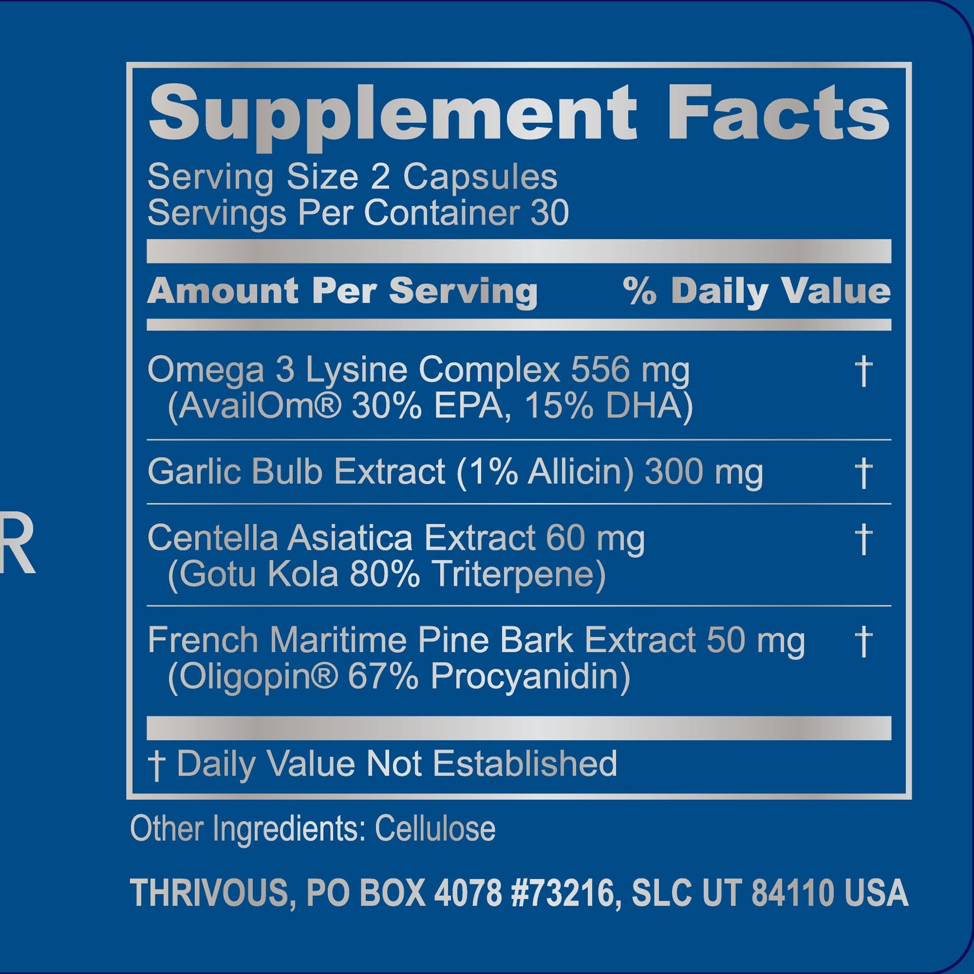 Thrivous Omega Cardioprotector – Advanced Heart & Circulation Support Supplement with AvailOm Omega-3, Garlic, Gotu Kola, Oligopin Pine Bark – 60 Vegan Capsules ThrivousBuy Supplements Australia