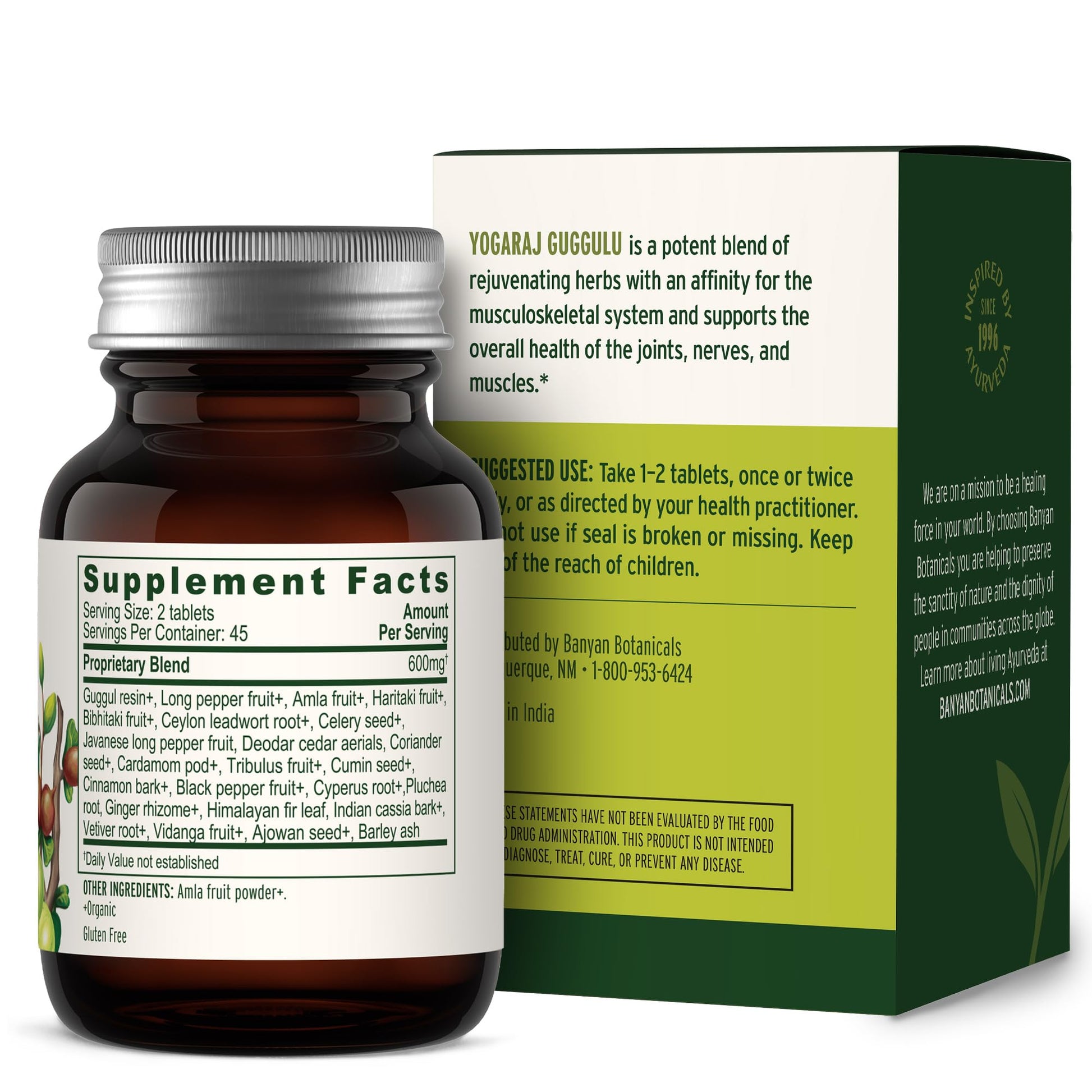 Banyan Botanicals Organic Yogaraj Guggulu – Joint Support & Mobility Supplement – Ayurvedic Herbal Blend for Flexibility, Neuromuscular Comfort – Deep Systemic Detox – 90 Tablets – USDA Organic* Banyan BotanicalsBuy Supplements Australia