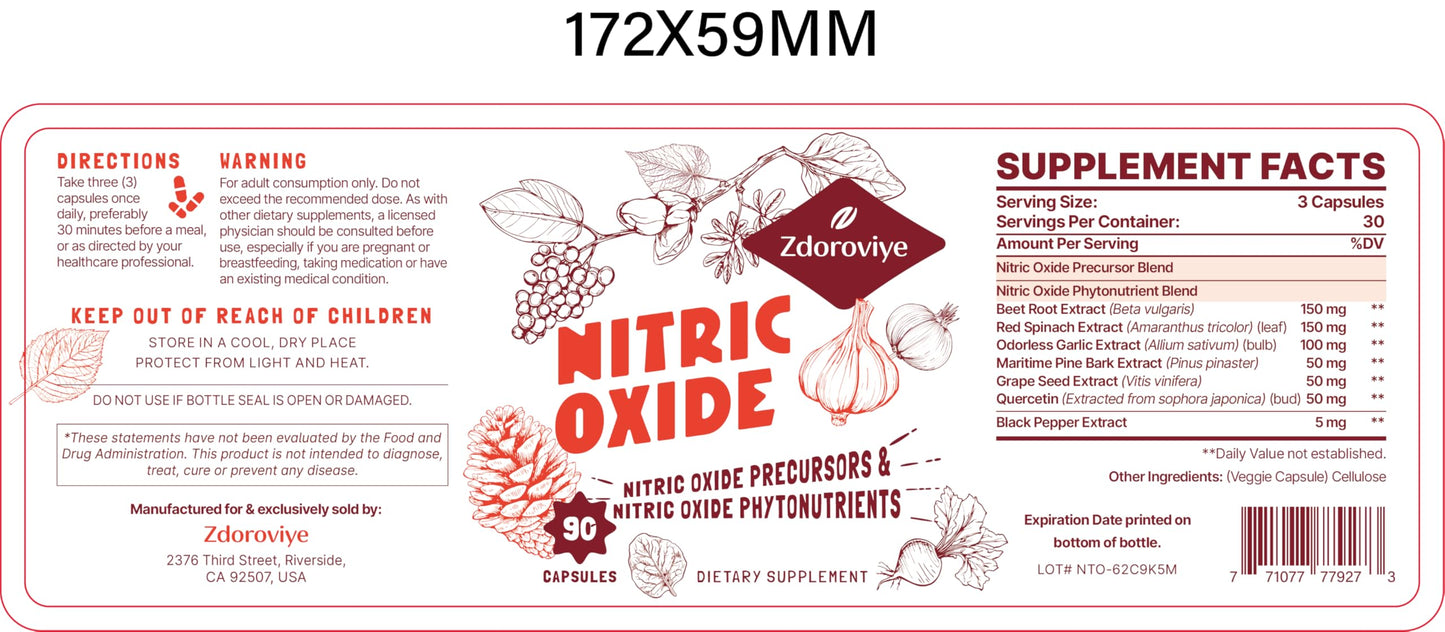 Zdoroviye Nitric Oxide Supplement for Men, 90 Capsules (2 Pack) ZdoroviyeBuy Supplements Australia