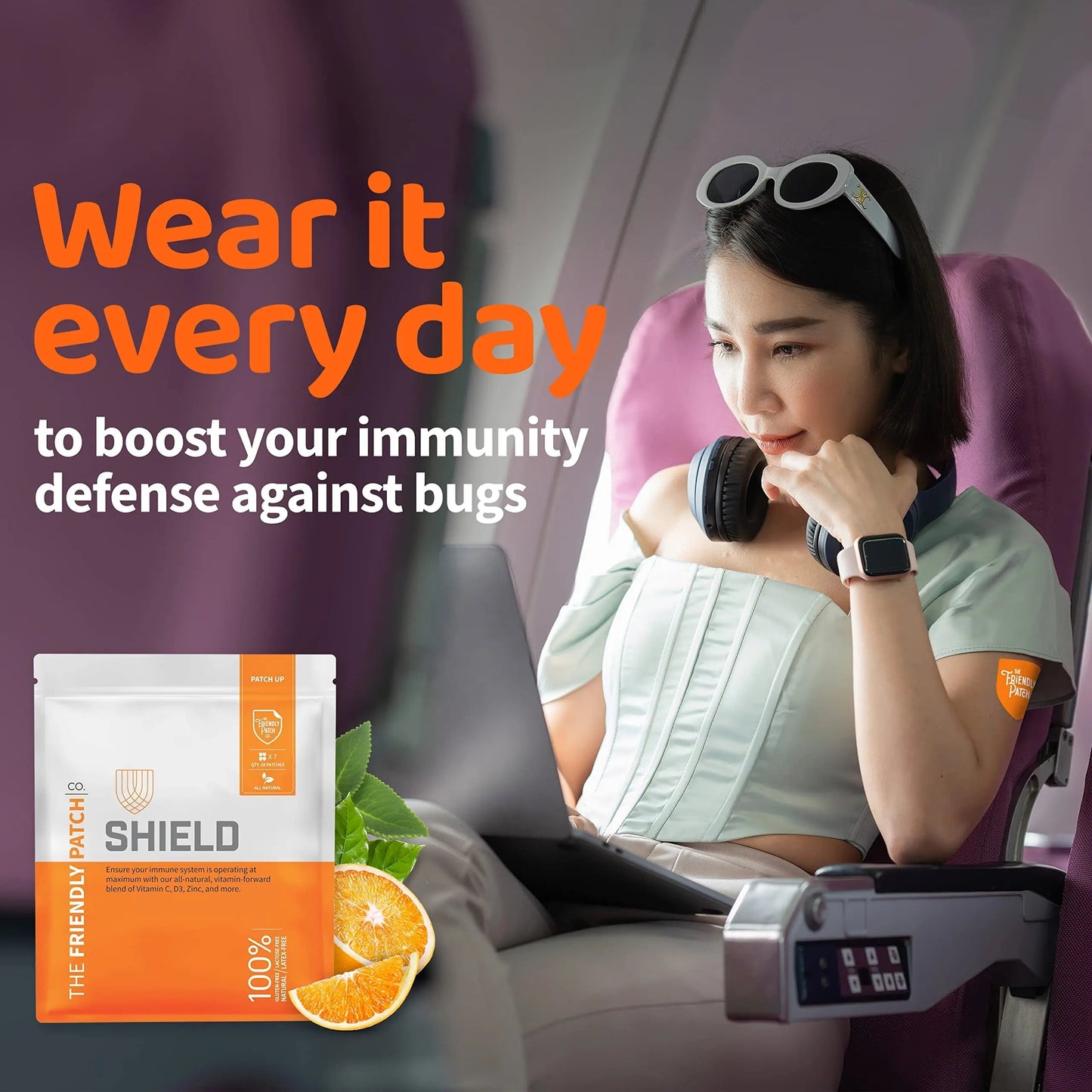 The Friendly Patch Shield Immunity Support Patch | Wearable Immune Boosters for Adults with Vitamin D3, C and Zinc The Friendly Patch CO.Buy Supplements Australia