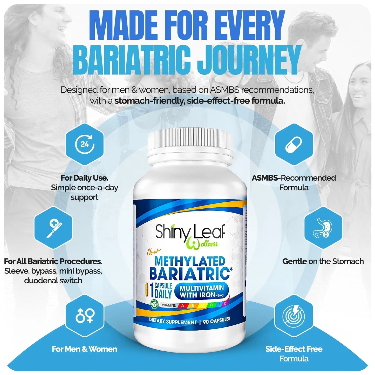 Shiny Leaf Methylated Bariatric Multivitamin with Iron 45mg – Once Daily Capsule, Made in USA, ASMBS Compliant Bariatric Vitamins Shiny LeafBuy Supplements Australia