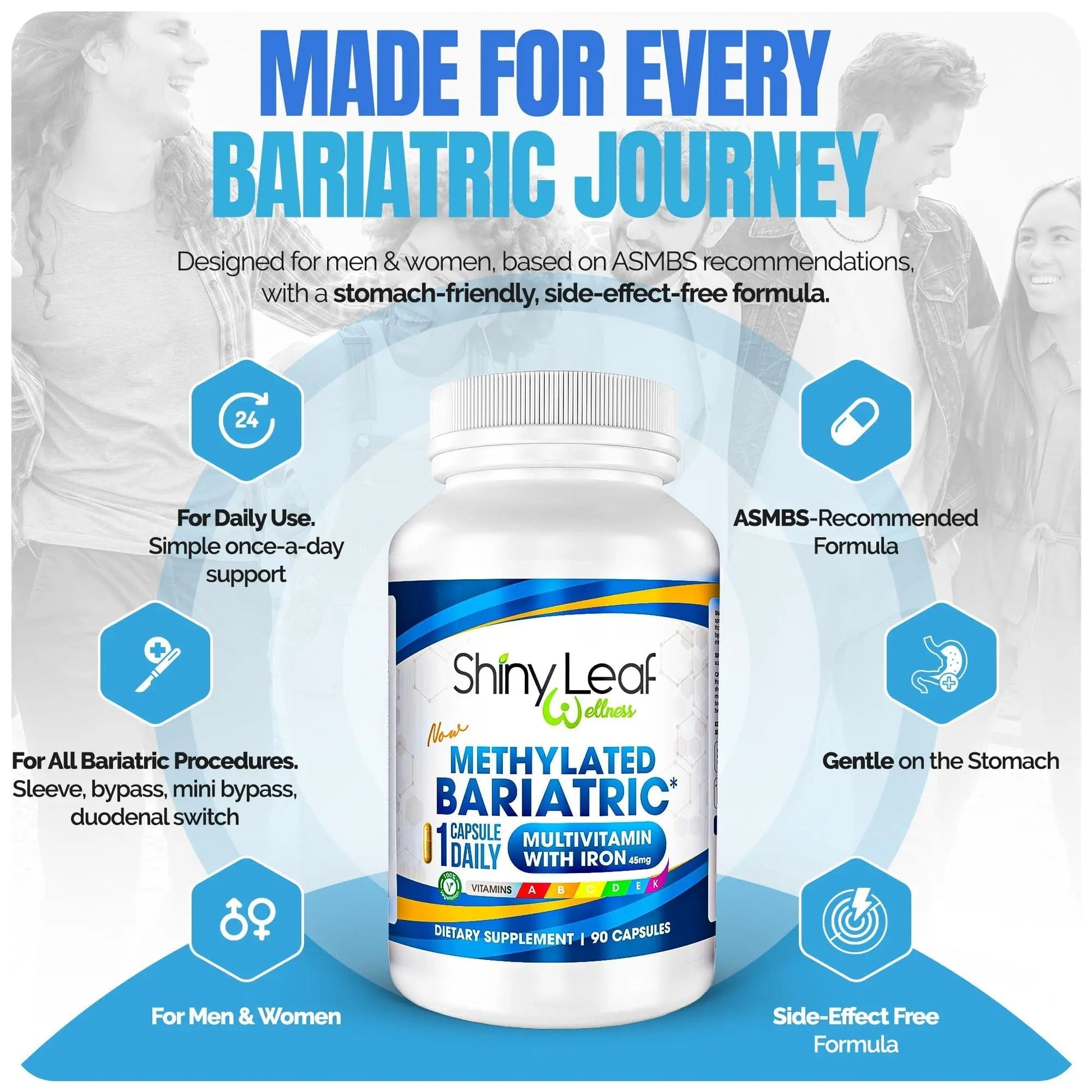 Shiny Leaf Methylated Bariatric Multivitamin with Iron 45mg – Once Daily Capsule, Made in USA, ASMBS Compliant Bariatric Vitamins Shiny LeafBuy Supplements Australia