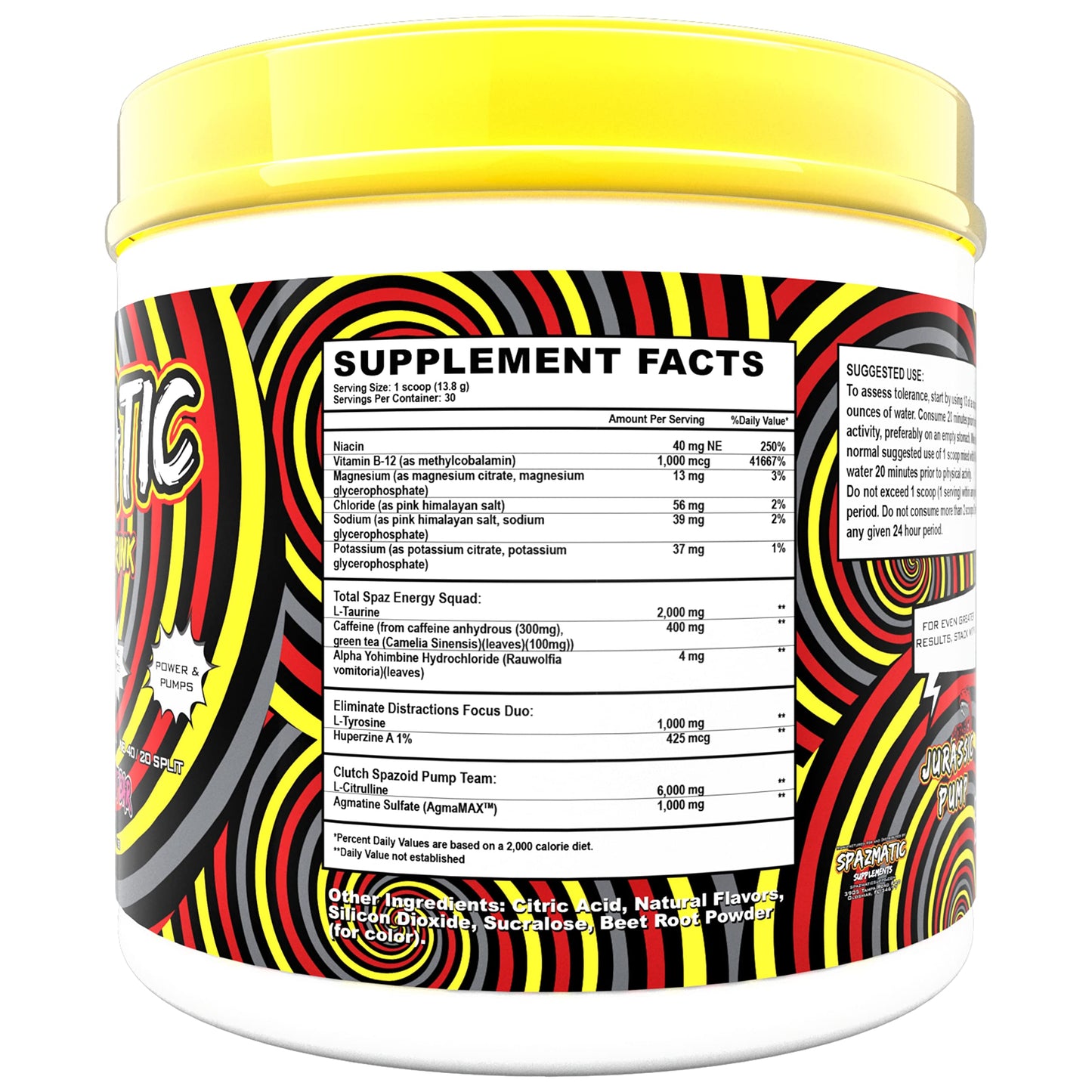 Spazmatic Pre-Workout Powder - 400mgs Caffeine - 6 Grams Pure Citrulline for Muscle Pumps- Fast Acting Focus - 30 Full Servings - All-In-1-Scoop Formula