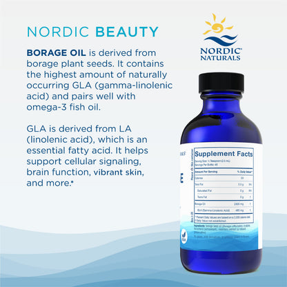 Nordic Naturals Nordic Beauty Borage Oil, Unflavored - 4 Ounces - Borage Seed Oil, Unique Omega-6 for Healthy and Hydrated Skin, 480 Milligrams of GLA - Non-GMO - Vegan, 48 Servings Nordic NaturalsBuy Supplements Australia