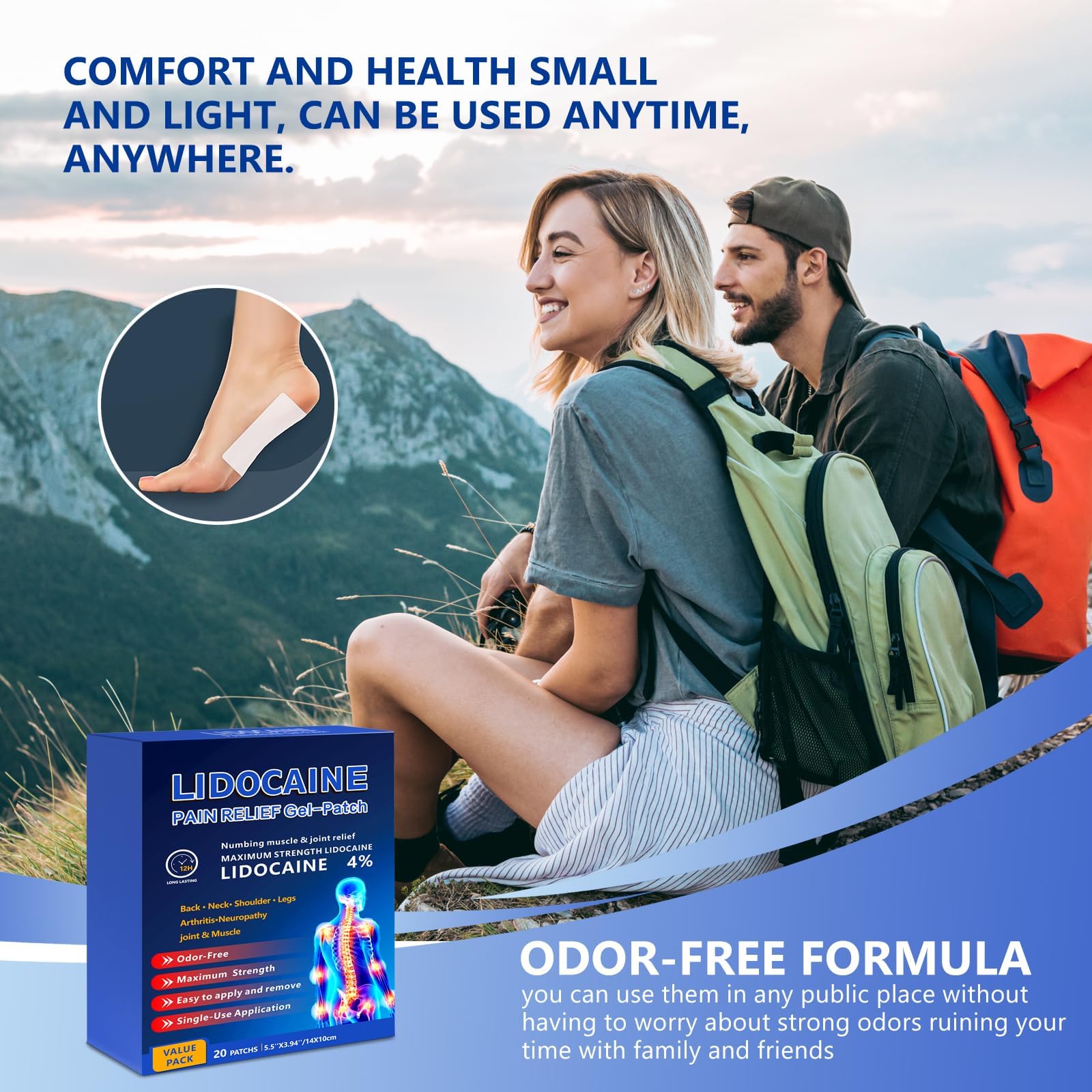 KIbabyDI Professional Lidocaine Pain Relief Patches - 20 Count | 4% Medicated Gel Patches for Targeted Joint & Muscle Comfort | Long-Lasting 12-Hour Relief, Ultra-Flexible Design -lb234 KIbabyDIBuy Supplements Australia