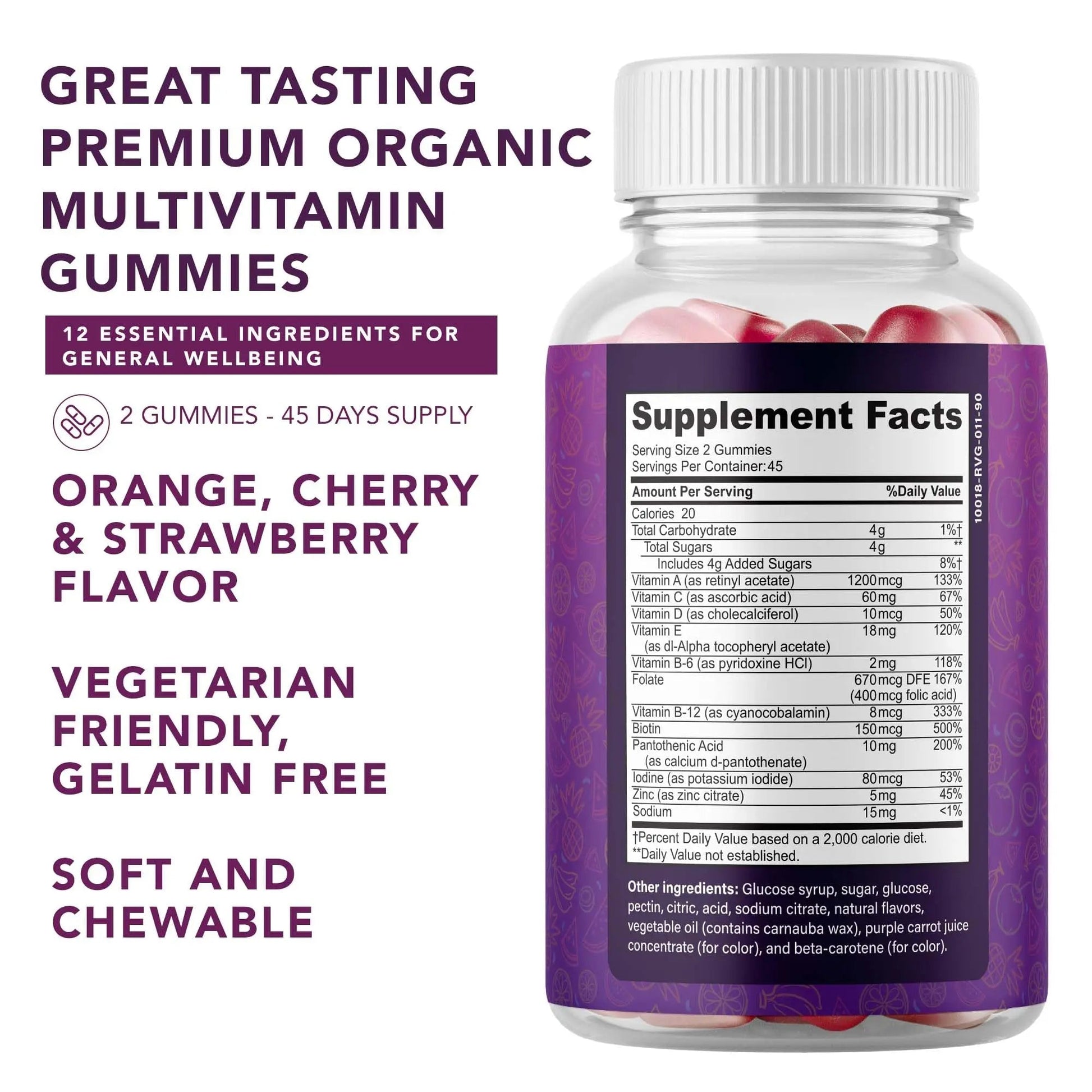 Complete Multivitamin Gummies for Adults – All-in-One Blend of Vitamin A B C D E Zinc and Biotin - Adult Vitamin Gummy for Energy and Immunity PLANT.O NUTRITION