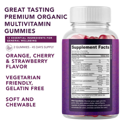 Complete Multivitamin Gummies for Adults – All-in-One Blend of Vitamin A B C D E Zinc and Biotin - Adult Vitamin Gummy for Energy and Immunity PLANT.O NUTRITION