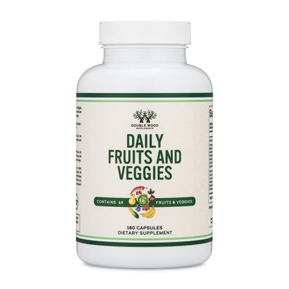 Fruits and Veggies Supplement (Daily Blend of 49 Different Fruits and Vegetables, 23 Veggies and 29 Fruits) 1,500mg Servings, 180 Capsules (No Fillers, Vegan Safe, Non-GMO) by Double Wood Double Wood SupplementsBuy Supplements Australia