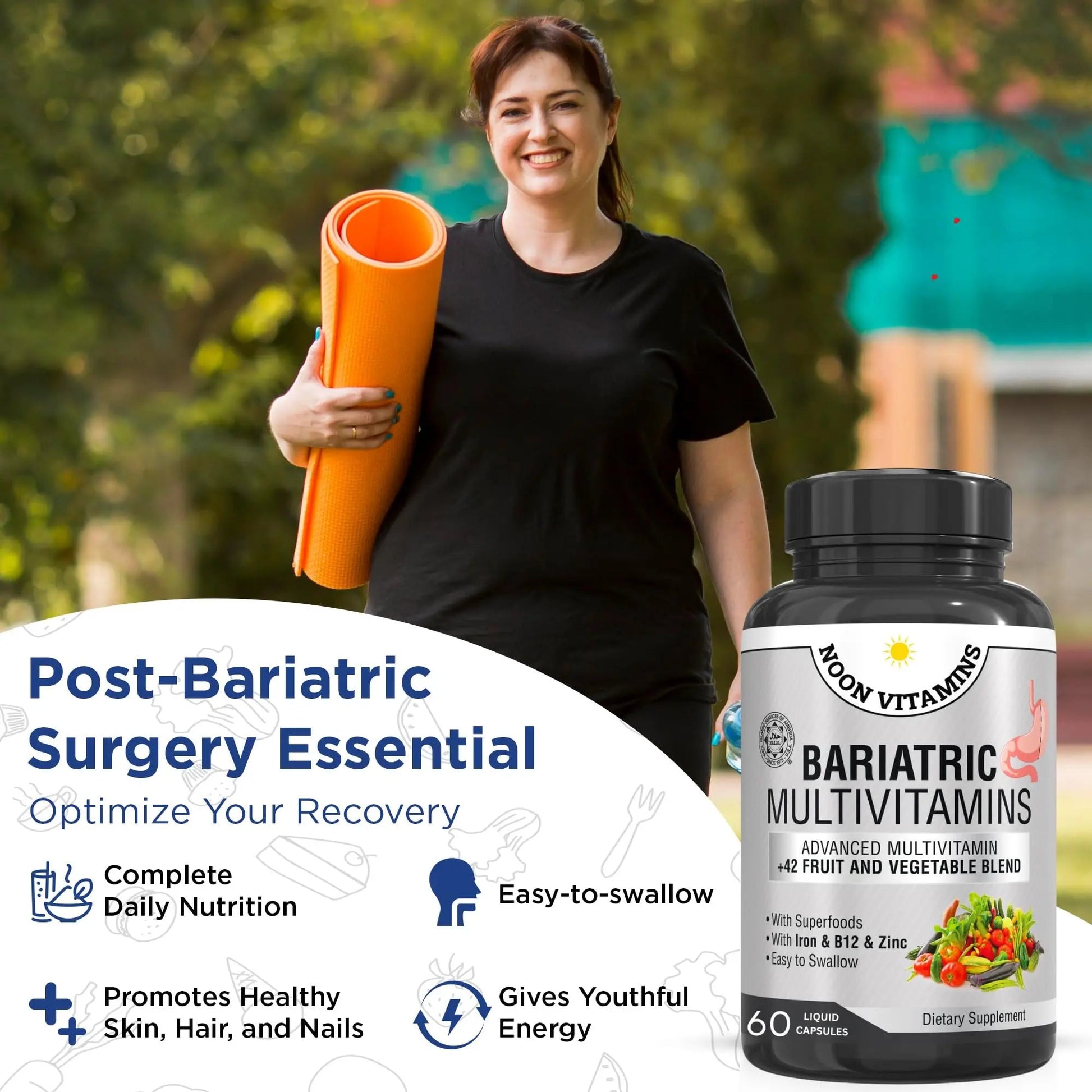 Bariatric Multivitamin with Iron for Women & Men - All-in-One 42 Superfood Blend for Energy & Immune Support - Post-Surgery Recovery NOON VITAMINSBuy Supplements Australia