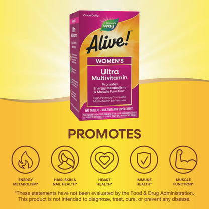 Nature's Way Alive! Women's Daily Ultra Multivitamin, High Potency Formula, Promotes Energy Metabolism and Muscle Function Nature's WayBuy Supplements Australia