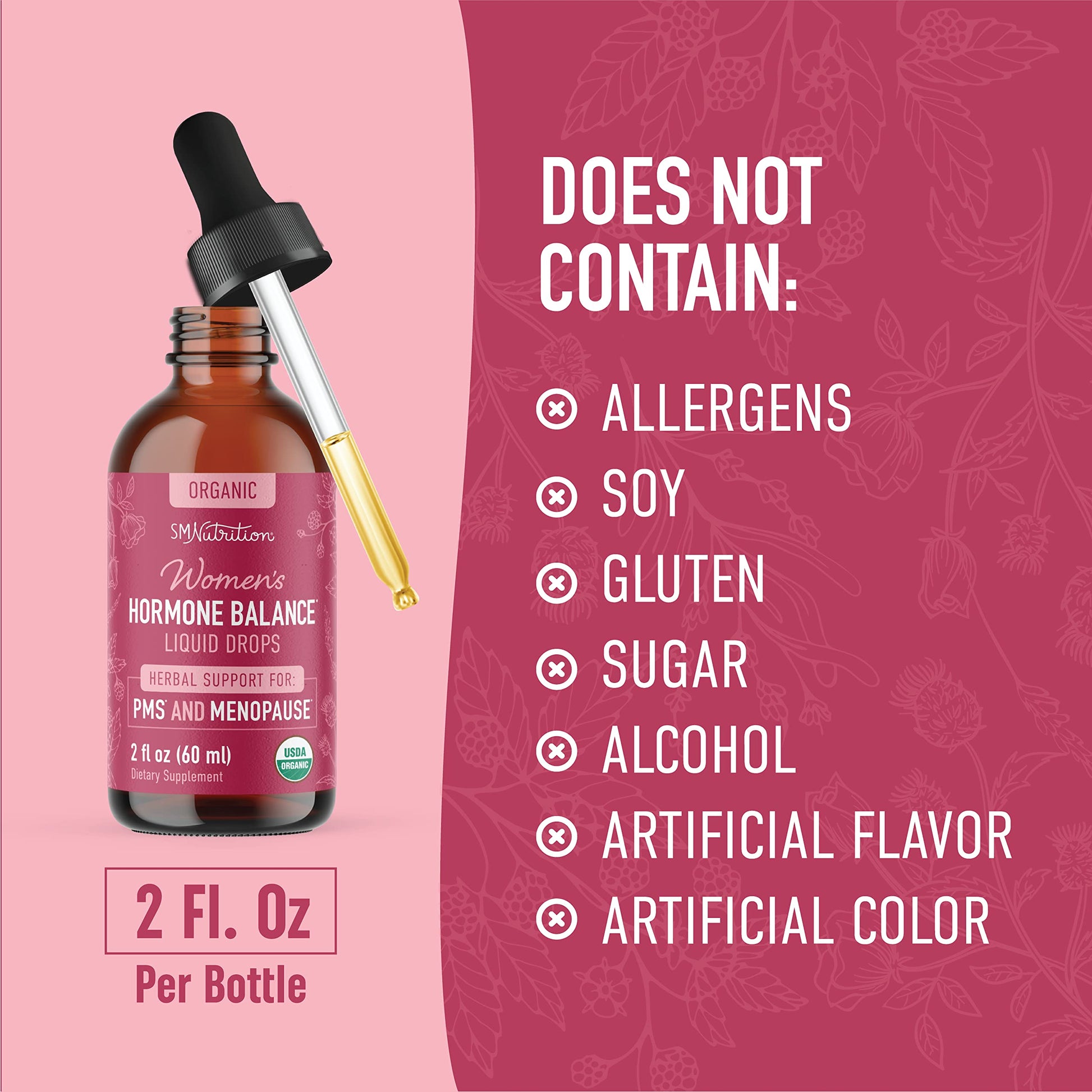 Hormone Balance Liquid Drops | With Stinging Nettle, Black Cohosh, Red Raspberry Leaf SMNutritionBuy Supplements Australia