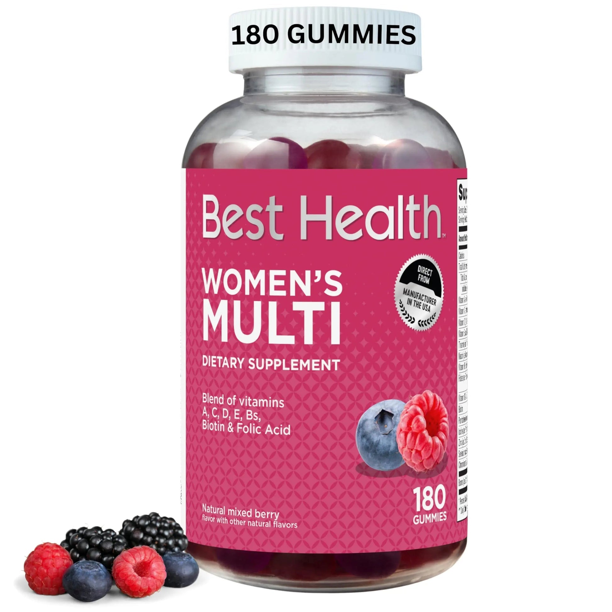 Best Health Women’s Multivitamin Gummies, Multivitamin for Women with Biotin, Folic Acid, Vitamins A,C,D,E,Natural Mixed Berry Flavor (180ct) Best HealthBuy Supplements Australia
