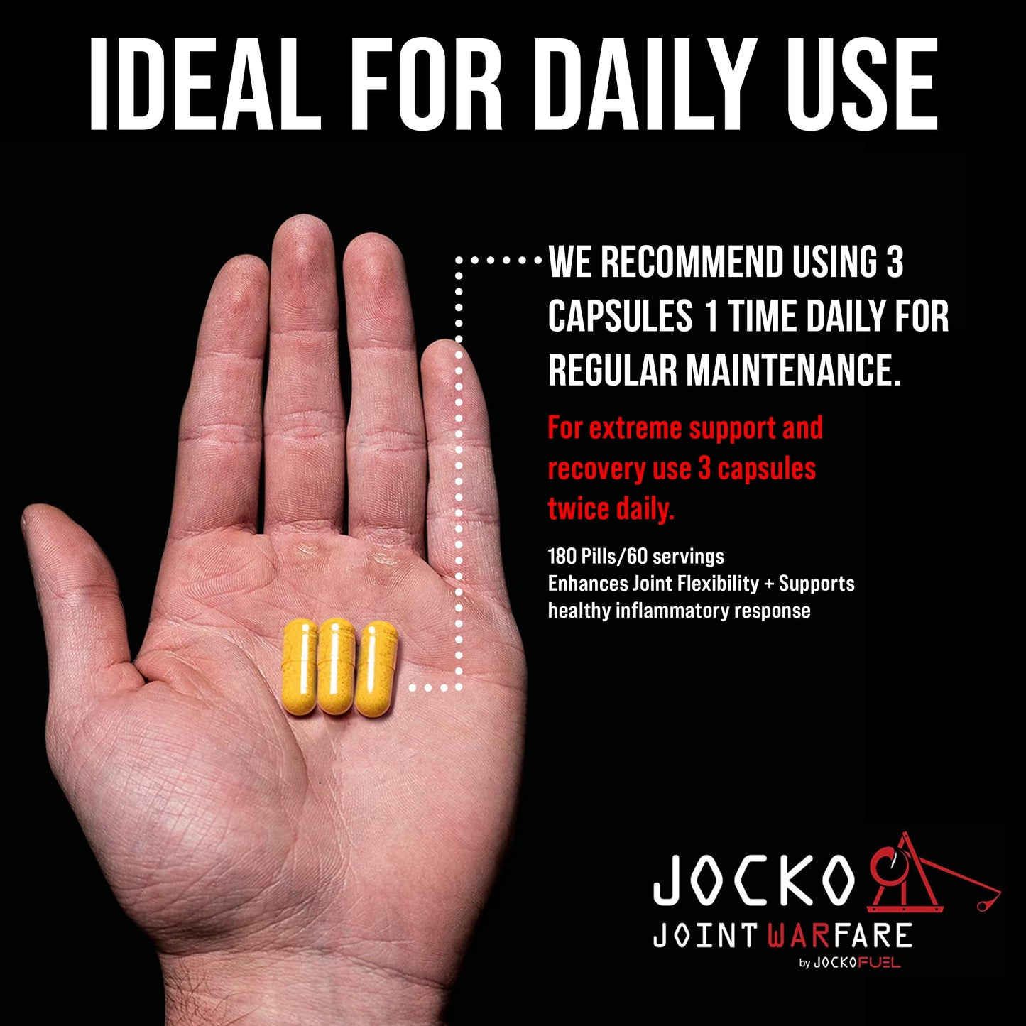 Jocko Fuel Joint Support Supplement - Glucosamine MSM for Joint Pain, Mobility, & Flexibility w/Turmeric & Boswellia (180 Capsules) Jocko FuelBuy Supplements Australia