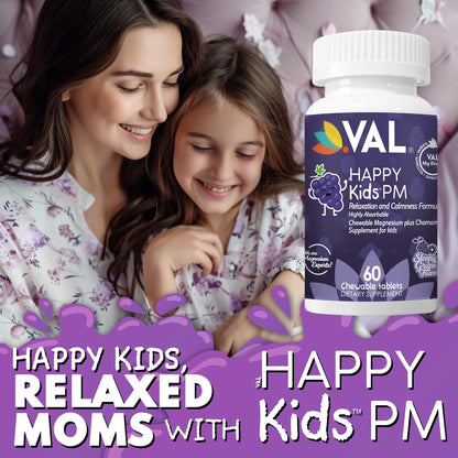 VAL Kids PM Magnesium Gummies | Sugar-Free Chewable Tablets with Chamomile, Magnesium Glycinate + Citrate + Taurate | Vitamin B6 & C | Natural Grape Flavor | Sleep & Calm Support | 60 Ct | Ages 4+ VALBuy Supplements Australia
