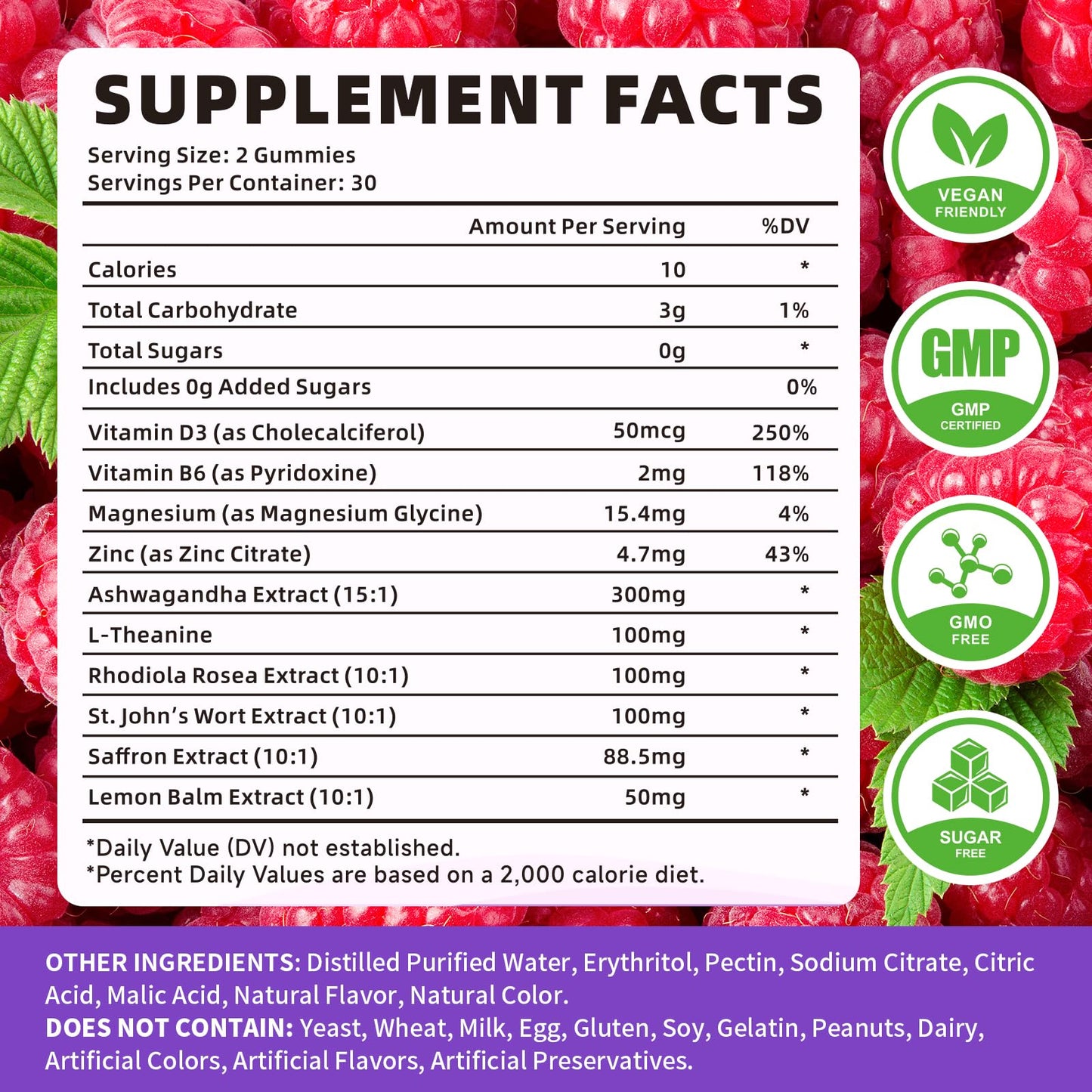 YXSW Saffron Gummies, Saffron Supplements for Kids & Adults with Ashwagandha, L-Theanine, Lemon Balm, Vitamin D3, B6, Magnesium & Zinc - Support Focus, Relaxation, Raspberry Flavor, 120 Count YXSWBuy Supplements Australia