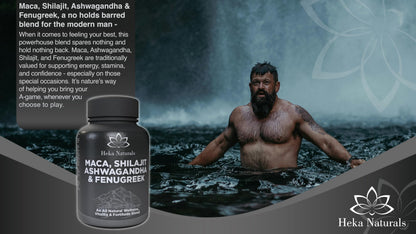 Heka Naturals Male Botanical Complex | 90 Capsules with Ashwagandha, Maca Root, Fenugreek & Shilajit | Traditional Plant-Based Ingredients for Active Lifestyles | Food Supplement Heka NaturalsBuy Supplements Australia