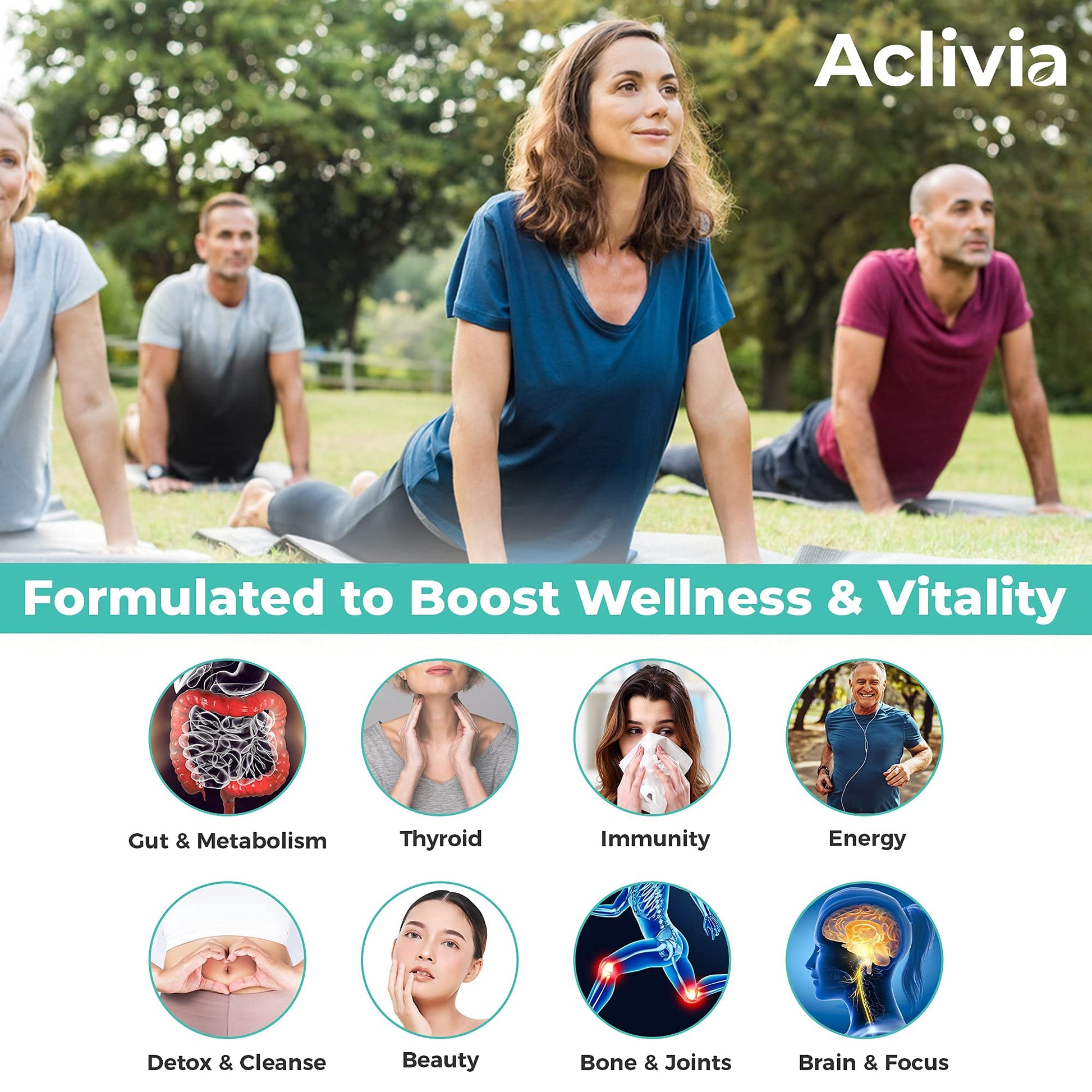 Aclivia - Organic Irish Sea Moss Capsules with Bladderwrack & Burdock Root - 102 Minerals Sea Moss Supplement - Thyroid Support, Immune Boost - Non-GMO (60 Count) AcliviaBuy Supplements Australia