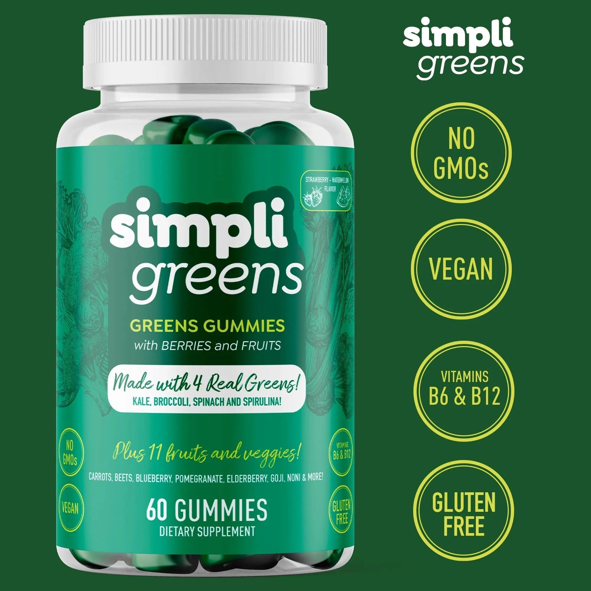 SIMPLI GREENS Vegan Superfood Gummies Supplement – 60 Count – Nutrient-Rich Gummy Vitamins – Supports Overall Wellness SIMPLI GREENSBuy Supplements Australia
