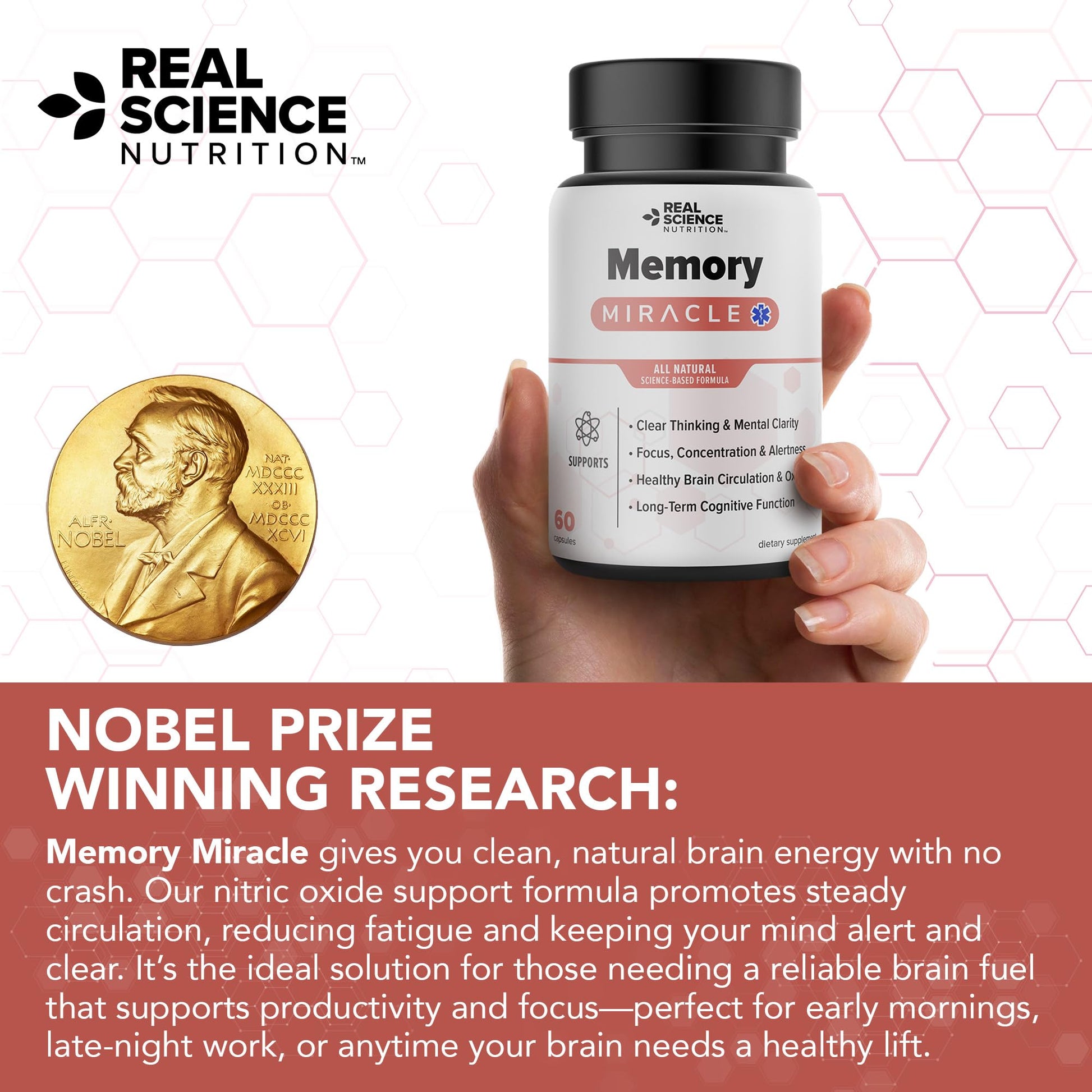 Real Science Nutrition Offers Memory Miracle – Brain and Memory Support Supplement for Focus, Mental Clarity & Brain Health – Nootropic Brain Booster with Nitric Oxide – 60 Capsules Real Science NutritionBuy Supplements Australia