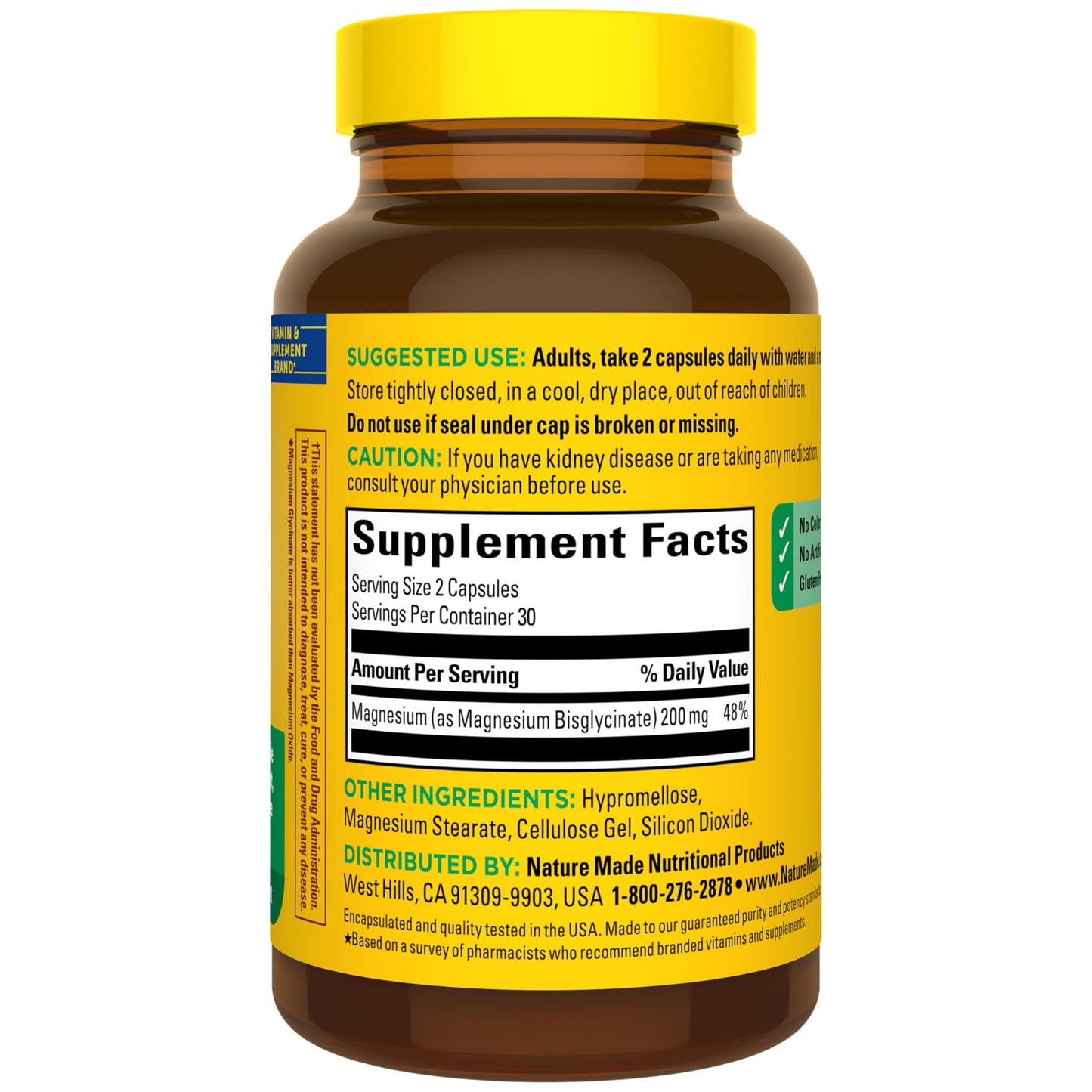 Nature Made Magnesium Glycinate 200 mg per Serving, Magnesium Supplement for Muscle, Heart, Nerve and Bone Support, 60 Magnesium Bisglycinate Capsules, 30 Day Supply Nature MadeBuy Supplements Australia