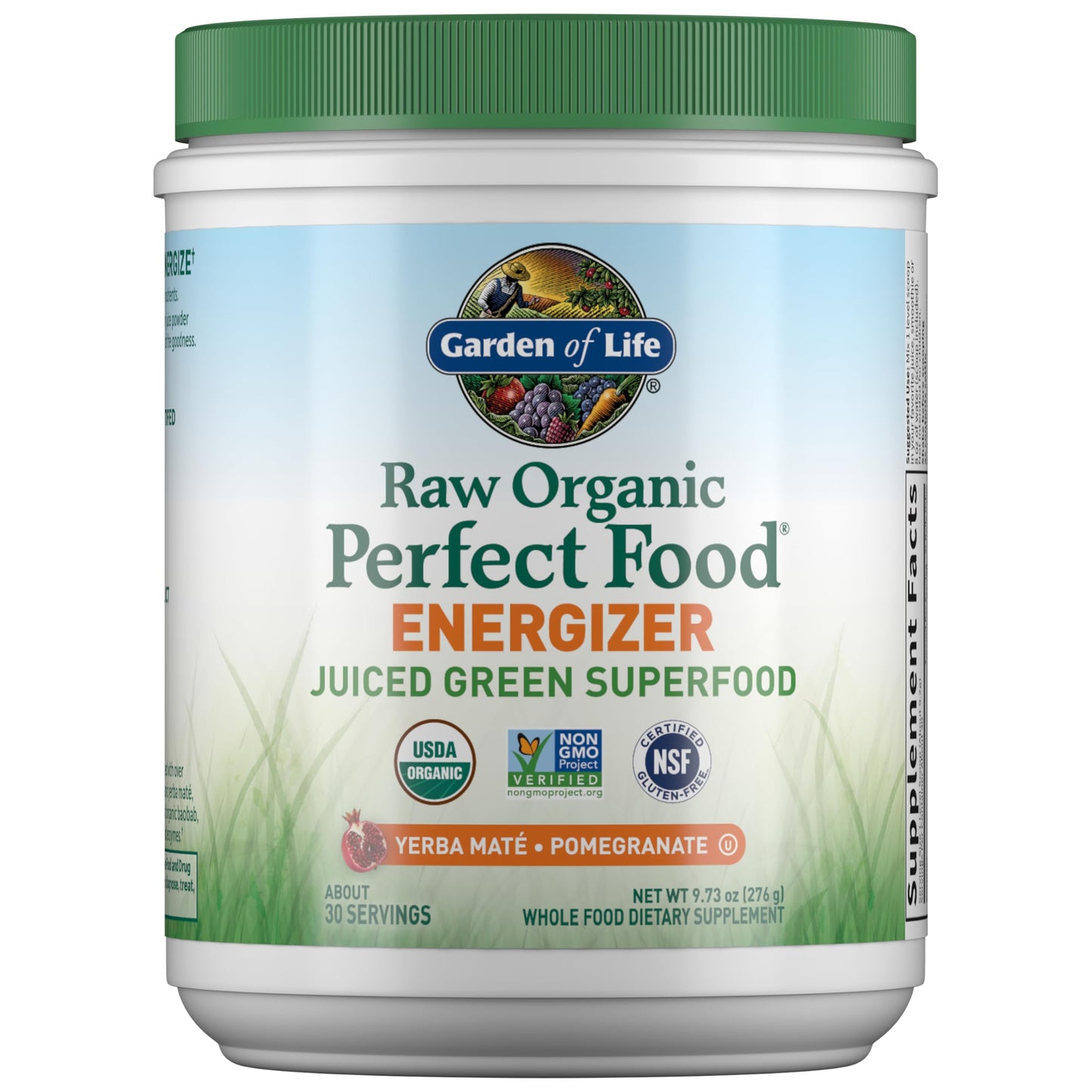 Garden of Life Raw Organic Perfect Food Energizer Juiced Green Superfood Powder - Yerba Mate Pomegranate, 30 Servings, Green Superfood Powder & Probiotics, Gluten Free Whole Food Greens Supplements Garden of LifeBuy Supplements Australia
