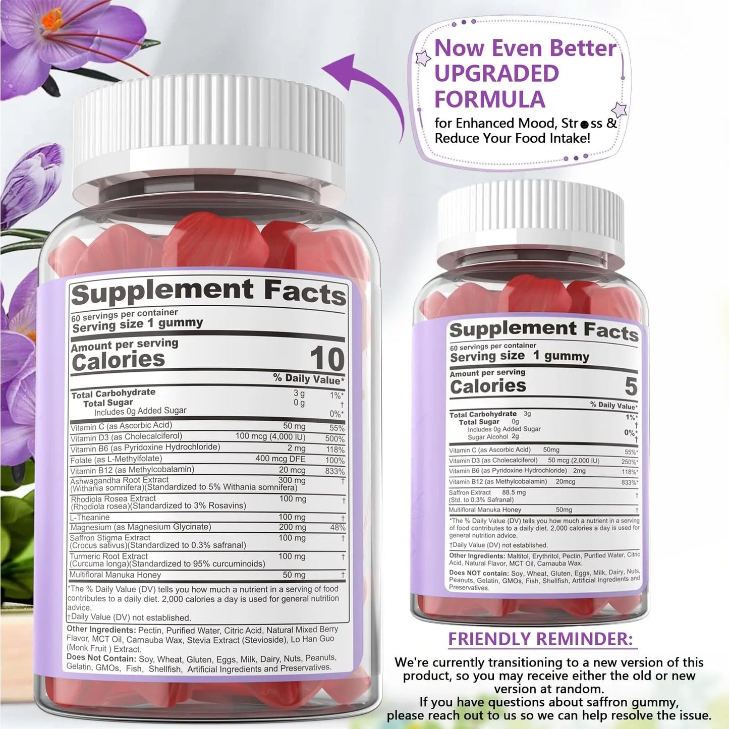 Saffron Supplements Gummies 100mg - 100% Pure Saffron Extract with Magnesium Glycinate, L-Theanine, Turmeric, Ashwagandha NEVISSBuy Supplements Australia