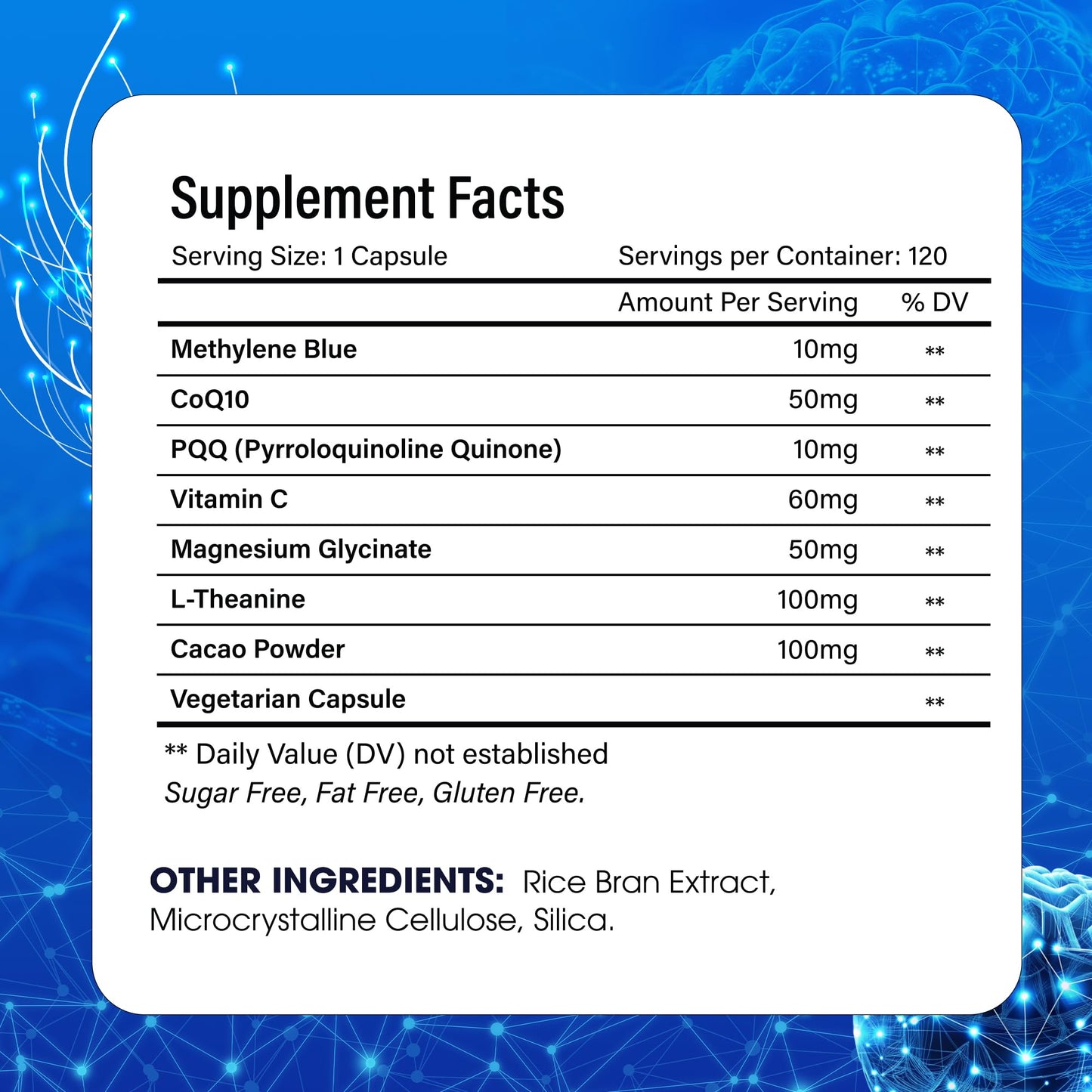 FitVitality Methylene Blue Capsules – Formulate CoQ10, PQQ, Vitamin C, L-Theanine, Cacao – 120 Vegan Capsules per Bottle – No Flavor, Easy Daily Use FitVitalityBuy Supplements Australia