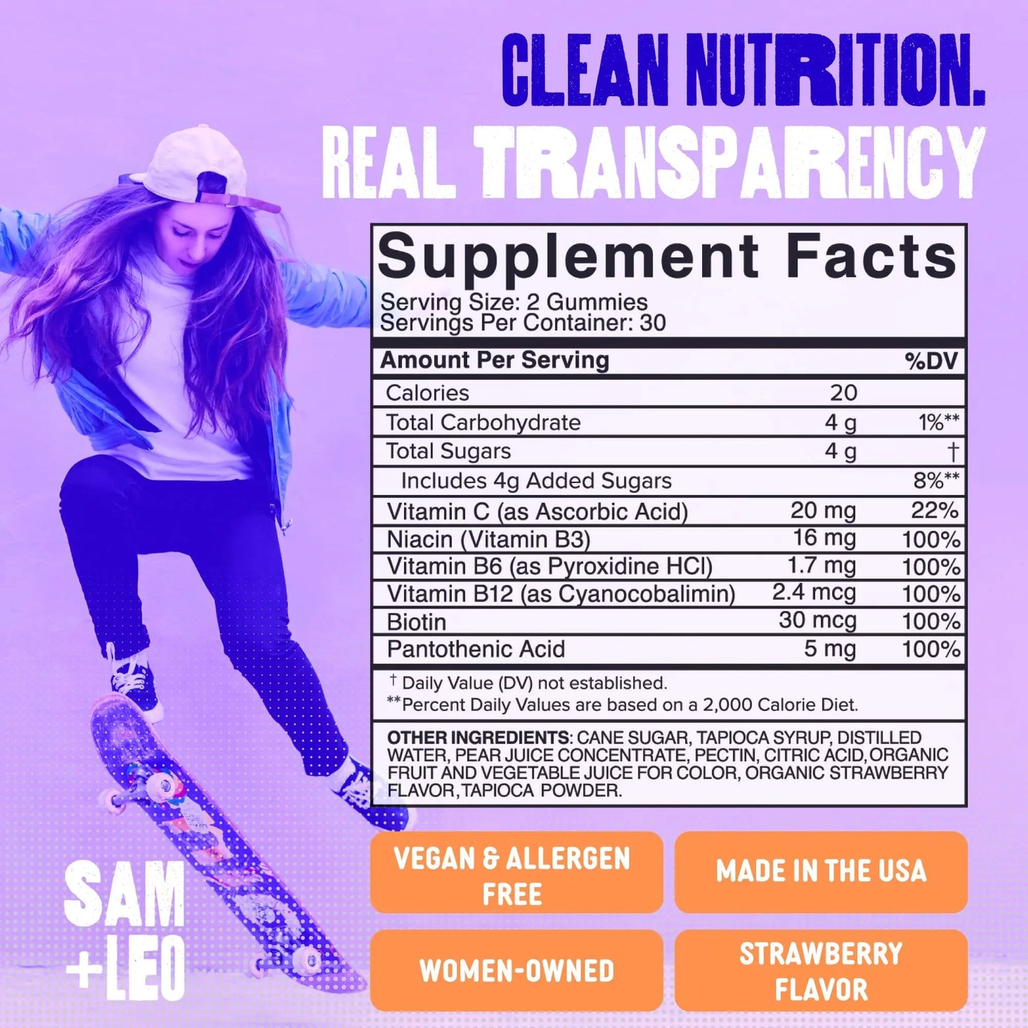 SAM+LEO Vitamin B Complex Gummies with Biotin for Kids & Teens - Caffeine-Free Focus & Energy Support Supplement Gummies | SAM+LEOBuy Supplements Australia