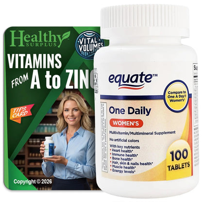 Healthy Surplus Equate One Daily Women's Multivitamin/Multimineral Supplement 100 Tablets and Vital Volumes Vitams Healthy Surplus