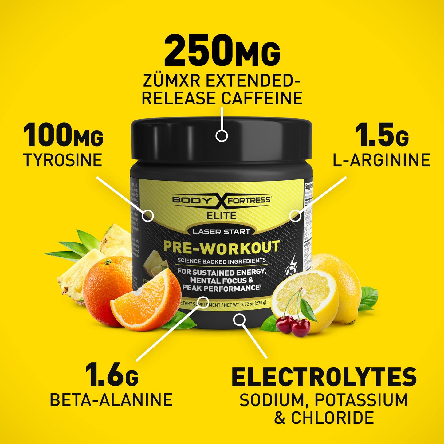 Body Fortress Elite Laser Start Pre-Workout Powder,ZümXR Caffeine for Sustained Energy Body FortressBuy Supplements Australia