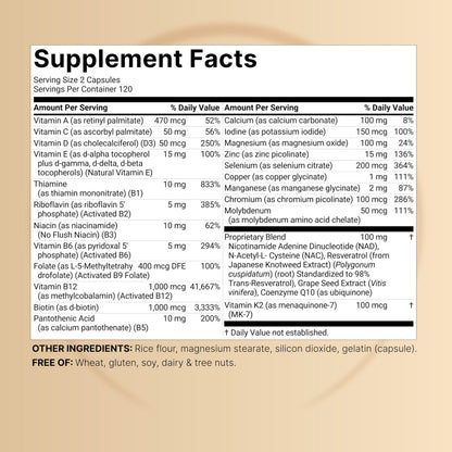 Methylated Multivitamin, 240 Capsules | Highly Bioavailable – 27 Advanced Nutrients – Vitamins A, C, D3, K2 + B Complex with Methylfolate, Methylcobalamin NatureBellBuy Supplements Australia