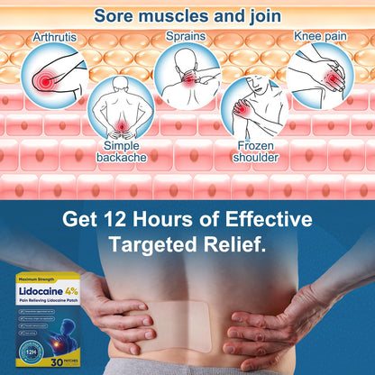 YOAPA Teemofe 4% Lidocaine Patches, Maximum Strength Pain Relieving Patch for Back, Neck, Shoulder, Knee and Muscle Soreness - 12 Hour Efficient Relief-009 YOAPABuy Supplements Australia